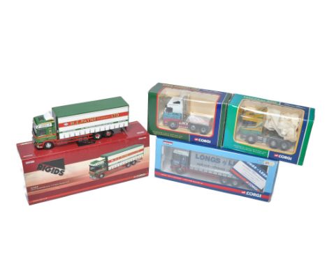 Corgi diecast model truck issues comprising duo of Rigid trucks (Payne issue with light damage) in addition to two further tr
