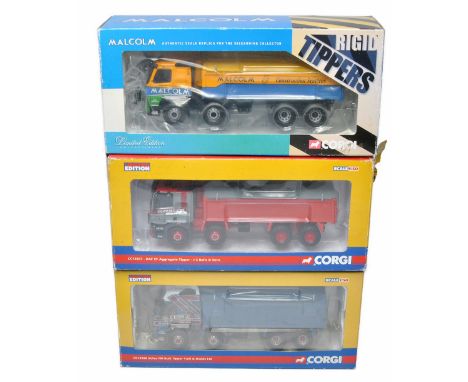 Corgi Diecast Model Truck trio comprising sought after Tippers in the liveries of Malcolm, Balls and Yuill and Dobbs. Looks t