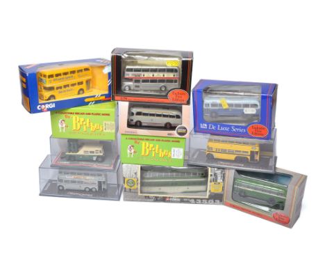 A group of 11 Bus and Transport diecast model vehicles from Corgi, Britbus and EFE. Mostly excellent with original boxes. 