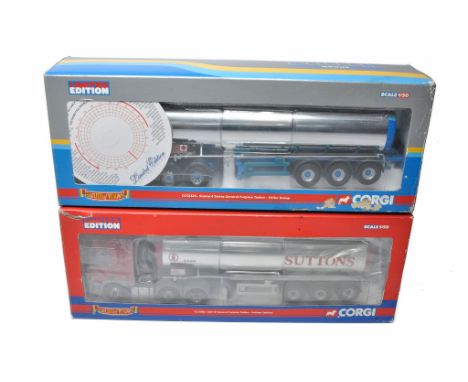 Corgi Diecast Model Truck issues comprising Tankers in the livery of Suttons and Stiller Group. Both look generally good alth