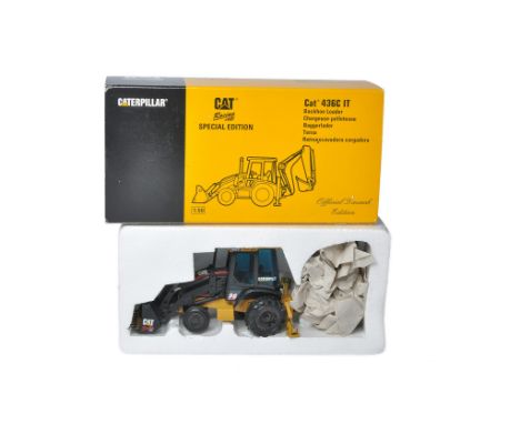 Norscot NZG 1/50 Diecast Model Construction issue comprising No. 429/01 CAT 436C IT Backhoe Loader Launch Racing Edition. Loo