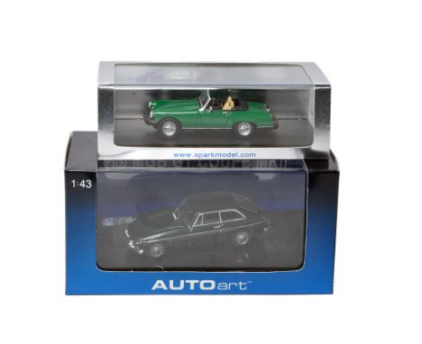 A duo comprising Spark and Autoart 1/43 diecast model car issues, both MG Classic Cars as shown. Excellent in boxes. 