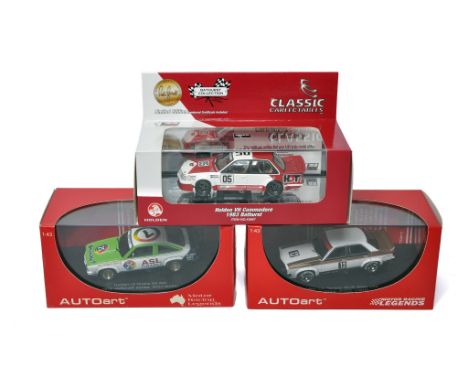 A group of 3 diecast model cars comprising Autoart Holden LX Torana SS A9X 1979 Amscar Series. Allan Moffat, Holden LH Torana