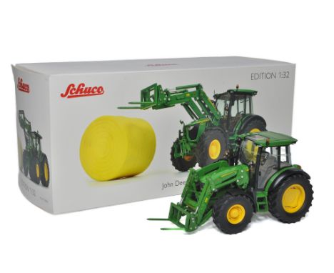 Schuco 1/32 Farm Model issue comprising John Deere 5125R Tractor with loader. Very Good to Excellent (albeit one mirror has b
