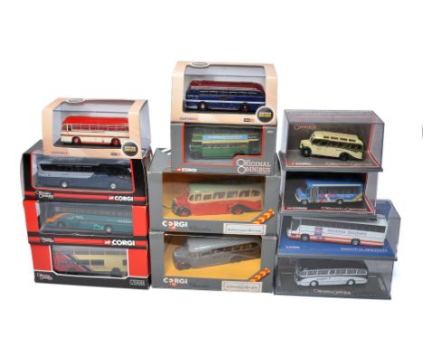 A group of 12 Bus and Transport diecast model vehicles from Corgi Omnibus, Corgi Classics and Oxford. Various themes, routes 