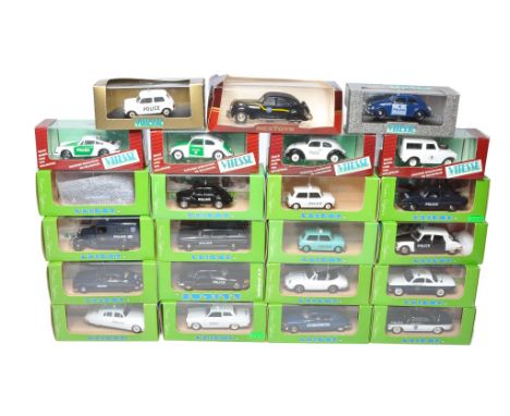 A group of 23 1/43 diecast vehicles, from Eligor, Vitesse and Rex, all police themed cars or related issues as shown. Excelle