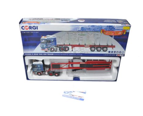 Corgi Diecast Model Truck issue comprising No. CC13741 Scania R Log Trailer in livery of Mcfadyens. In need of attention, com