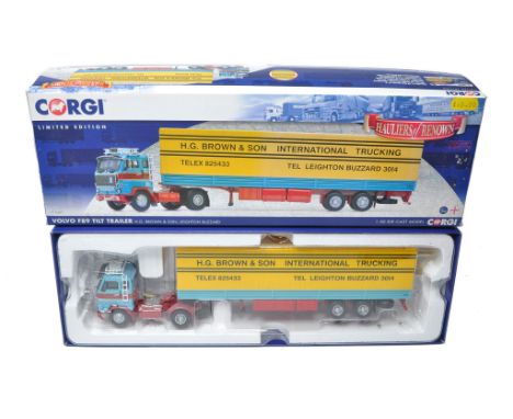 Corgi Diecast Model Truck issue comprising No. CC15603 Volvo F89 Tilt Trailer in the livery of HG Brown. Looks to be generall
