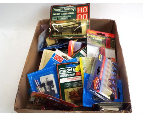 Box of Hornby, Merit, Bachmann, Peko and other accessories sets 