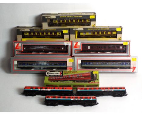Eleven mixed coaches, four boxed Lima, three boxed Wrenn, one kit master and three unboxed 