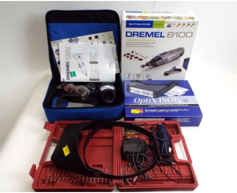 Model makers tools, magnifier set, Dremel 8100 multi tool etc