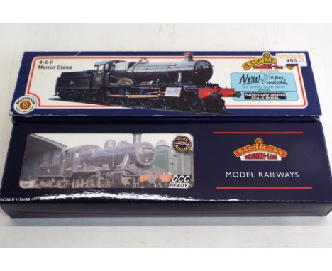 Two Bachmann 00 gauge boxed steam locomotives with tenders, Ivatt class and Manor class 