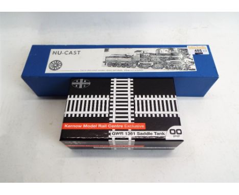 Nu-cast kit built 4-4-0 locomotive and tender and Kernow model rail centre saddle tank engine, boxed  