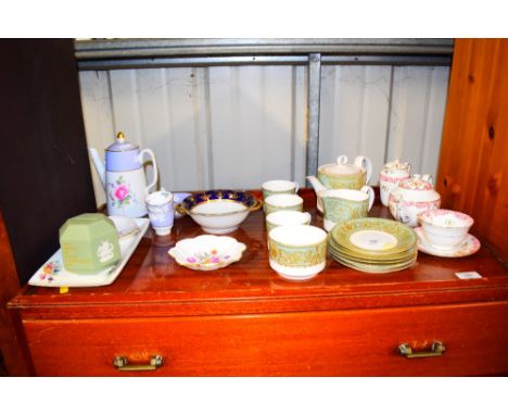 A quantity of Royal Worcester "Balmoral" patterned teaware; New Chelsea teaware; a Noritake twin handled bowl; Spode "Maritim