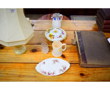 A Royal Worcester "Evehsam" dish and cover; a Royal Albert "Lavender Rose" dish; a pottery tankard etc. 