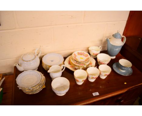 A quantity of Queen Anne teaware; Colclough "Wayside" teaware; and a Royal Doulton "Reflection" coffee pot, and tea cup and s
