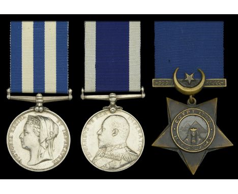 Three: Chief Petty Officer W. H. Nichols, Royal Navy  Egypt and Sudan 1882-89, dated reverse, no clasp (W. H. Nicholls [sic].