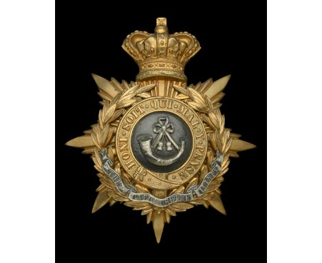 Oxfordshire Light Infantry Officer’s Helmet Plate. A very good Victorian example, 1881-1901 pattern, in gilding metal with a 