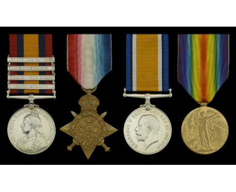 Four: Private A. Leary, Devonshire Regiment  Queen’s South Africa 1899-1902, 4 clasps, Cape Colony, Orange Free State, Transv