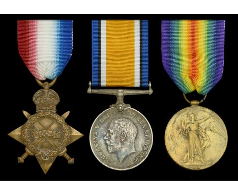 Three: Private J. W. Banner, Royal Fusiliers, who was severely wounded in action at Gallipoli in June 1915  1914-15 Star (921