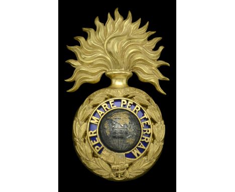 Royal Marine Artillery Officer’s Helmet Plate. A good gilt example Royal Marine Artillery Officer’s Helmet Plate, with a flam
