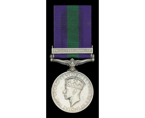 General Service 1918-62, 1 clasp, Palestine 1945-48 (19156632 Pte. C. J. Black. A.A.C.); together with a Boxing Prize Medalli