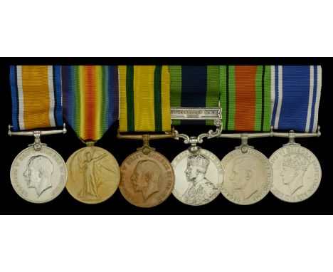Six: Private H. J. Peardon, Devonshire Regiment, later Police Sergeant, Devon Constabulary  British War and Victory Medals (2