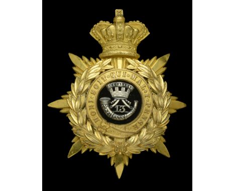 13th (Somersetshire) Regiment, Officer’s Helmet Plate. A good and scarce example, 1878-81 pattern, with a gilt crowned star m