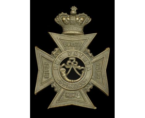 Dorset Rifle Volunteers Helmet Plate. A good die-stamped bronzed example with a crowned Maltese cross bearing a circlet inscr