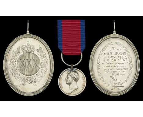 An unusual Waterloo pair awarded to Quarter-Master John Williamson, 2nd Battalion, 30th Foot  Waterloo 1815 ((Quar. Mast. J. 