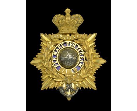 Royal Marine Light Infantry Officer’s Shako Plate. A good Victorian gilt example, circa 1866-1878, with a Victorian crowned s