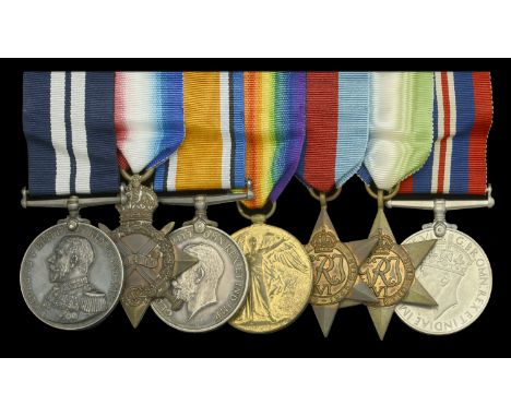 A scarce Great War ‘East Africa’ D.S.M. group of seven awarded to Gunner A. S. Rose, Royal Navy, for his services as one of t