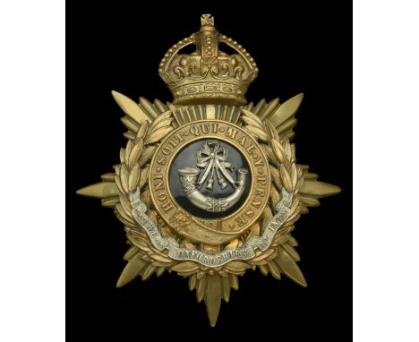 Oxfordshire Light Infantry, Officer’s Helmet Plate. A good Edwardian example, 1901-08 pattern, with a gilt crowned star mount