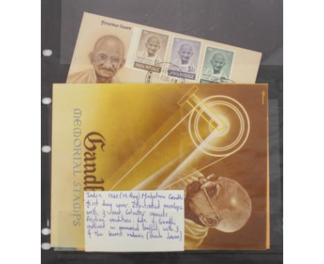 India 1948 (15 Aug) Mahatma Gandhi FDC with set of 4 stamps. Illustrated envelope with 3 neat Calcutta cancels, excellent con