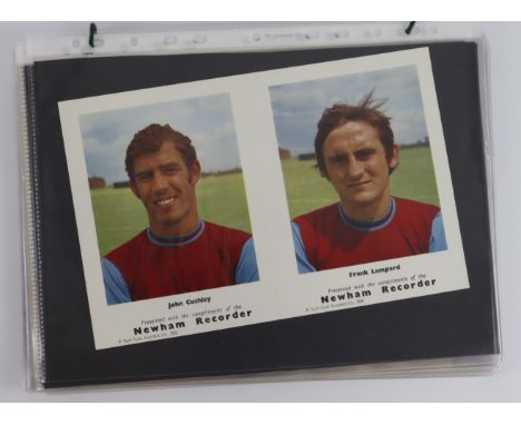Football - West Ham, Newham Recorder, 2 complete sets of EL size cards, 1 set of 8 coloured cards with 2 players on each, dat