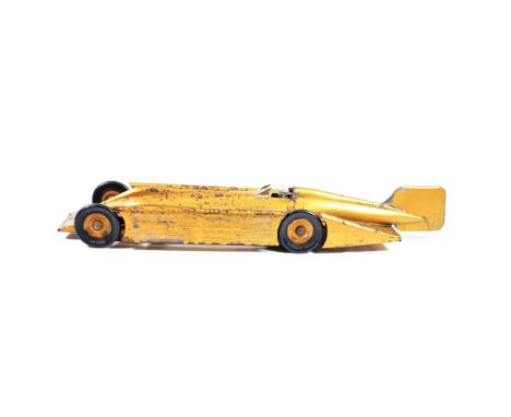 Kingsbury Golden Arrow with cast figure and clockwork motor 19 3/4'', 50cm (G-F, signs of surface corrosion)