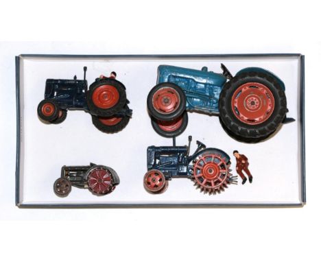 Tractors Four Unboxed Examples Britains spud-picker, Britains Fordson, Chad Valley Fordson and a Dinky 22 series (all F, Dink