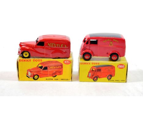 Dinky Light Commercials 260 Royal Mail van (E box G) and 471 Austin van Nestles (E box G-F) (2)