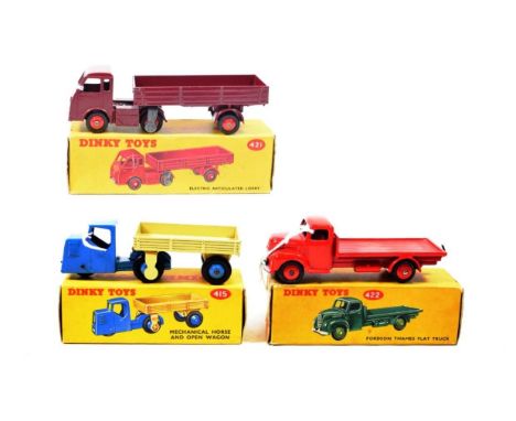 Dinky Light Commercials 415 Mechanical Horse, 541 Electric articulated lorry (both E boxes E-G) and 422 Fordson Thames flat t