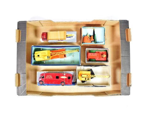 Dinky Commercials 981 Horse box, 922 Bedford lorry, 963 Heavy tractor, 571 Coles mobile crane, 972 Coles lorry mounted crane 