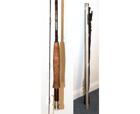 Three trout fly rods, comprising: Hardy two-piece, Graphite De-Luxe #4/5, 8 1/2 ft., No.IBJ92926; Browning two-piece, Graphit