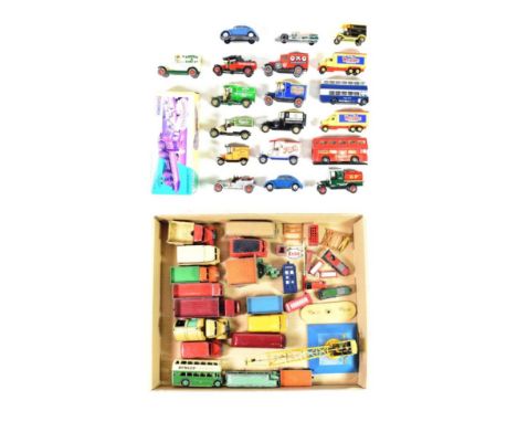 Dinky Light Commercials including Double deck bus, Dunlop van, Kodak van, Royal Mail van, Police and Telephone boxes and othe