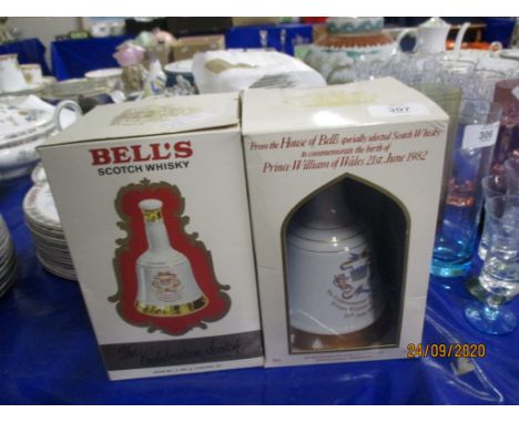 TWO BELLS SCOTCH WHISKY FLASKS, ONE TO COMMEMORATE THE BIRTH OF PRINCE WILLIAM