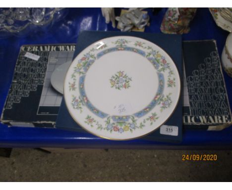 TWO LARGE ROYAL WORCESTER SERVING PLATES AND A CERAMIC WARE FISH SERVING PLATTER