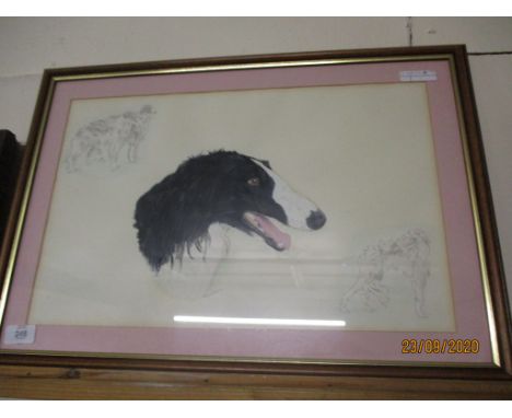 MIXED MEDIA PAINTING AND SKETCH OF A DOG’S HEAD