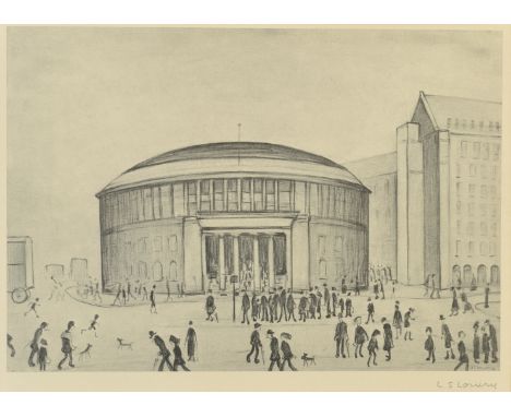 LAURENCE STEPHEN LOWRY
Manchester Library
Offset lithograph
Signed
27 x 36.5cm Condition Report: The print is window mounted,