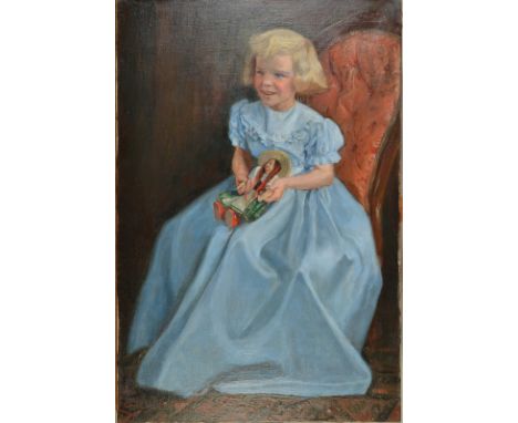 DAVID LOUIS GHILCHICK
Portrait of Susan Rimmer 
Oil on canvas
Signed
Inscribed to the back
91 x 61cm, unframed
Note: Accompan