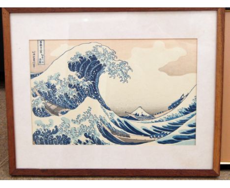 After Katsushika HokusaiThe Great Wave off Kanagawacoloured print18 x 28cm