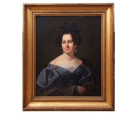 English School (19th century), Half-length portrait of a seated lady, 70 x 58cm