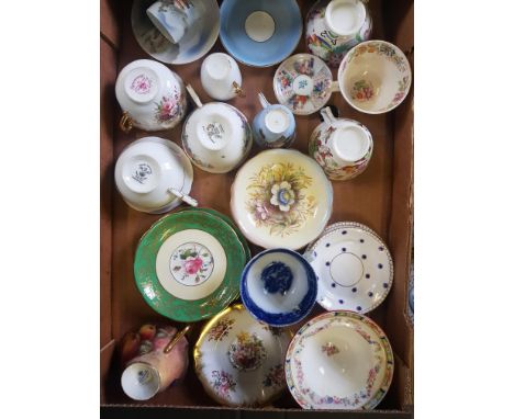 A mixed collection of items to include 19th Century &amp; later floral decorated cups &amp; saucers including Signed Coalport